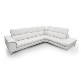 Viola - Italian Contemporary Grey Leather Right Facing Sectional Sofa