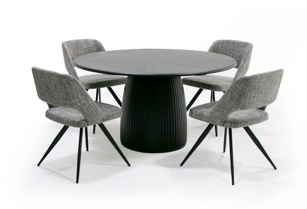 Lander Modern Mid Century Black Oak Round Dining Table