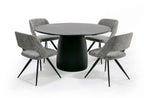 Lander Modern Mid Century Black Oak Round Dining Table