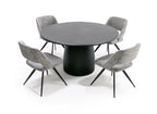 Lander Modern Mid Century Black Oak Round Dining Table