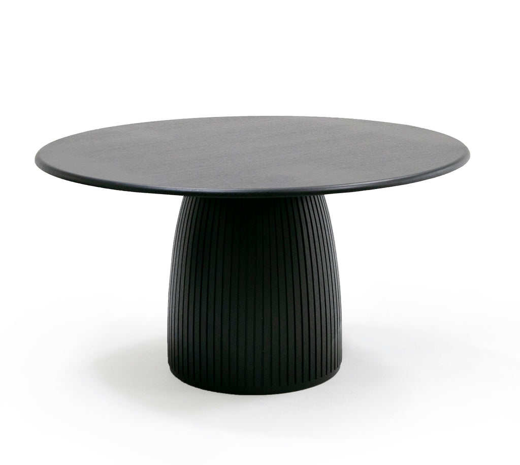 Lander Modern Mid Century Black Oak Round Dining Table
