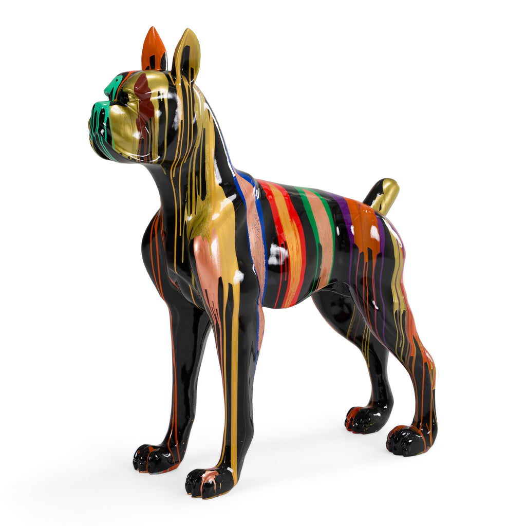 Large Dog - Black + Multi - Color Sculpture