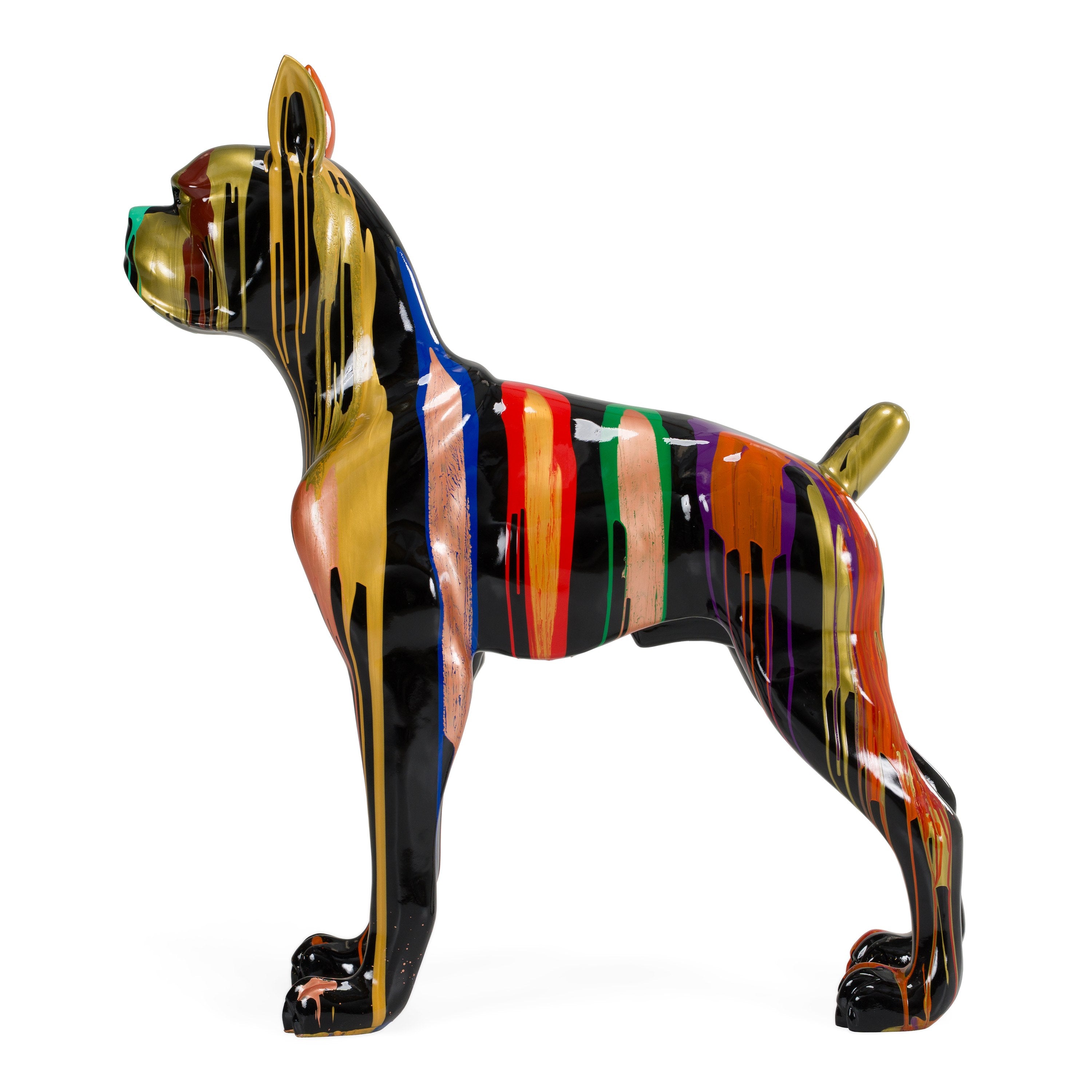 Large Dog - Black + Multi - Color Sculpture