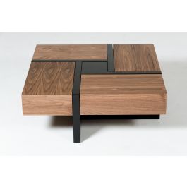 Makai Modern Walnut & Black Square Coffee Table
