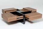 Makai Modern Walnut & Black Square Coffee Table