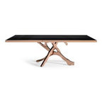 Legend - Modern Black Glass & Rosegold Dining Table