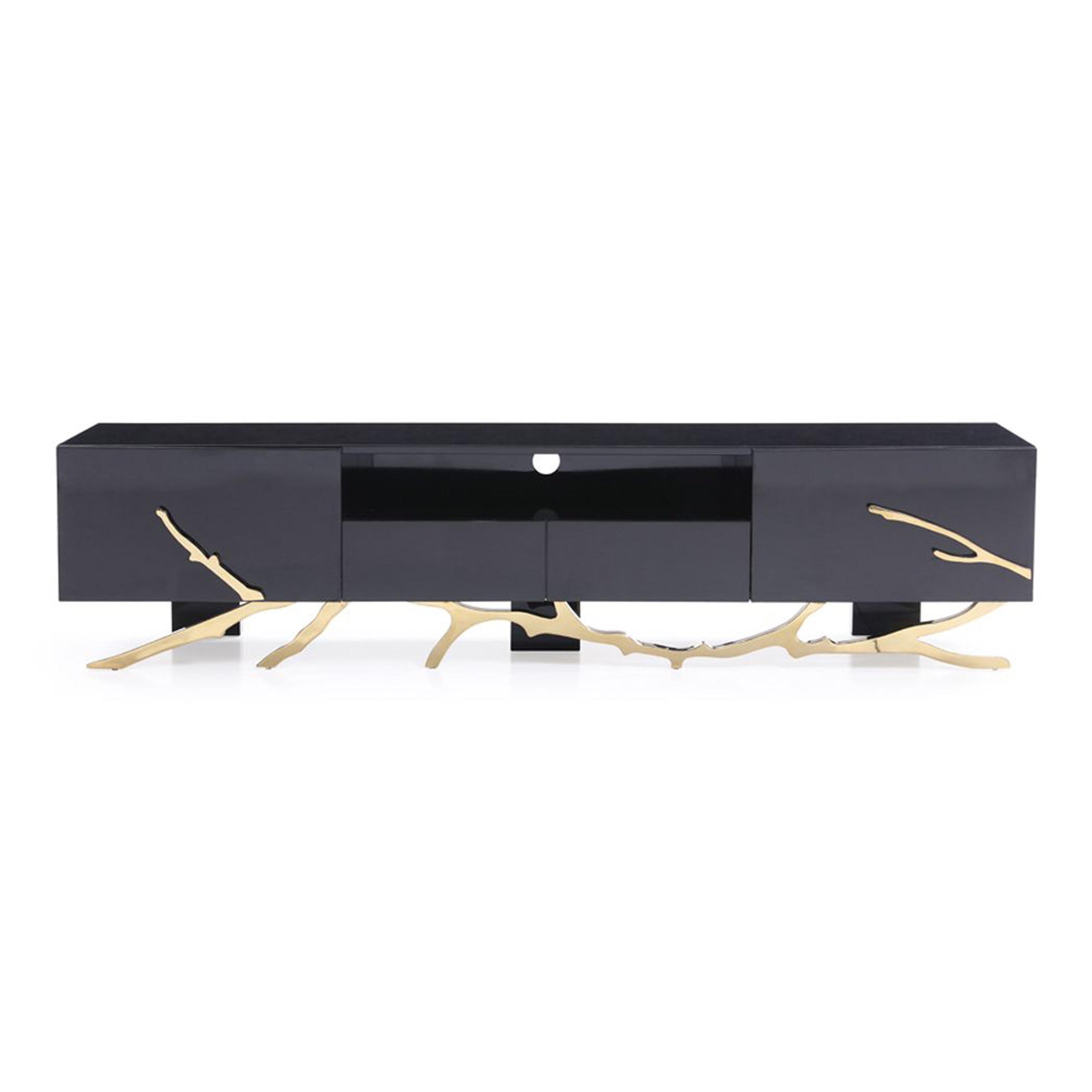 Legend Modern Black & Champagne Gold 87" TV Stand