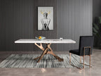 Legend - Modern White Marble & Rosegold Dining Table