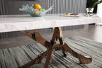 Legend - Modern White Marble & Rosegold Dining Table