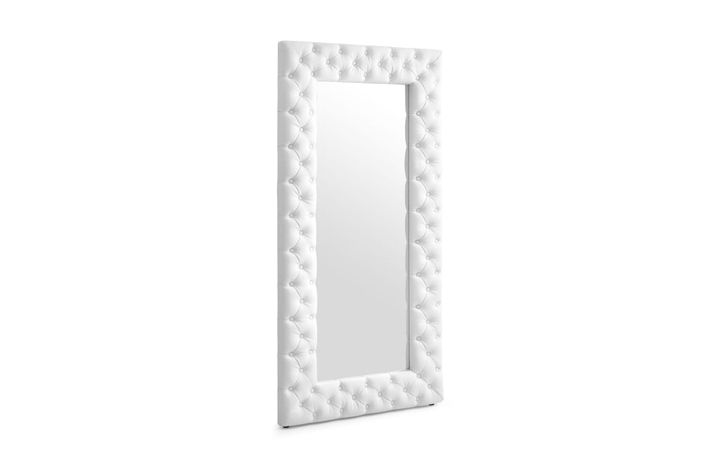 Legend - Modern White Bonded Leather Floor Mirror