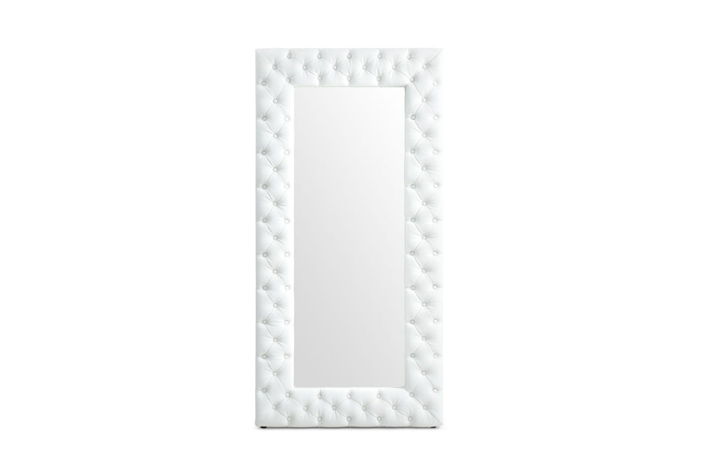 Legend - Modern White Bonded Leather Floor Mirror