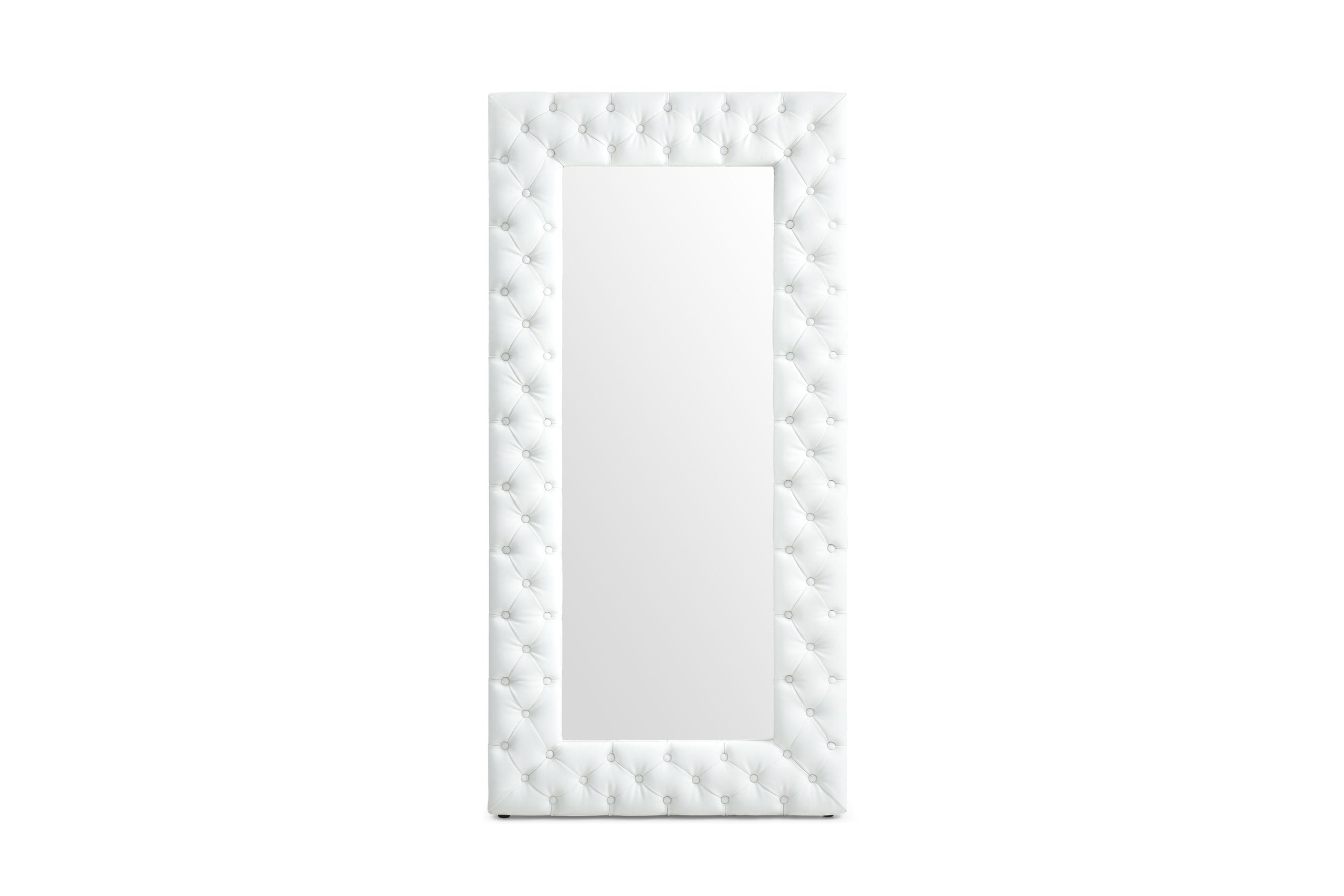 Legend - Modern White Bonded Leather Floor Mirror