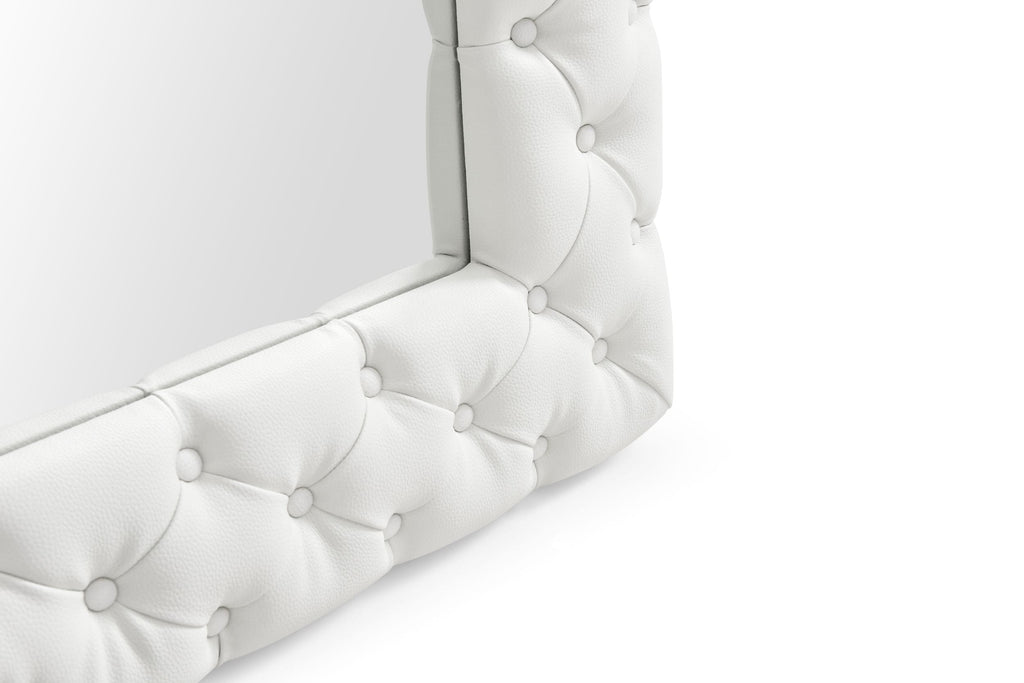 Legend - Modern White Bonded Leather Floor Mirror