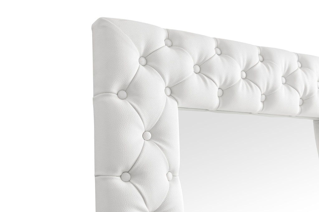 Legend - Modern White Bonded Leather Floor Mirror