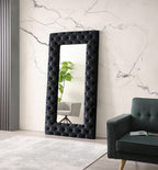 Legend - Transitional Black Velvet Floor Mirror