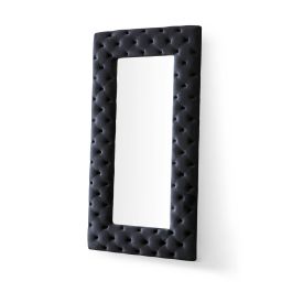 Legend - Transitional Black Velvet Floor Mirror