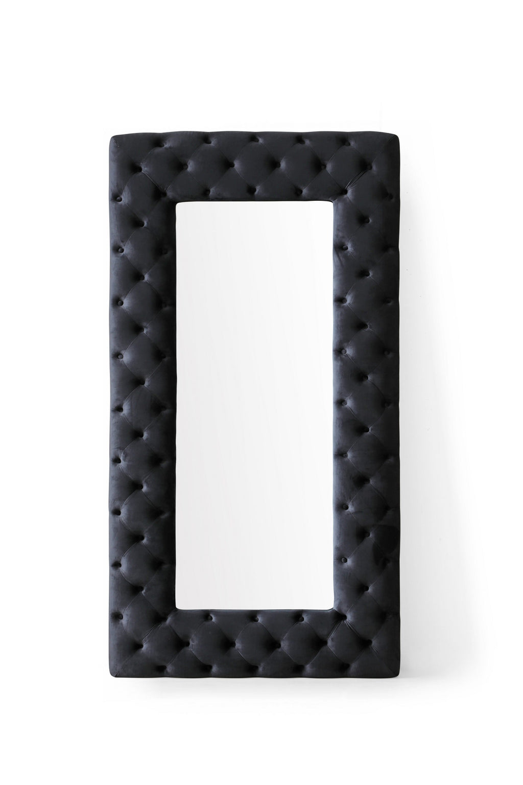 Legend - Transitional Black Velvet Floor Mirror