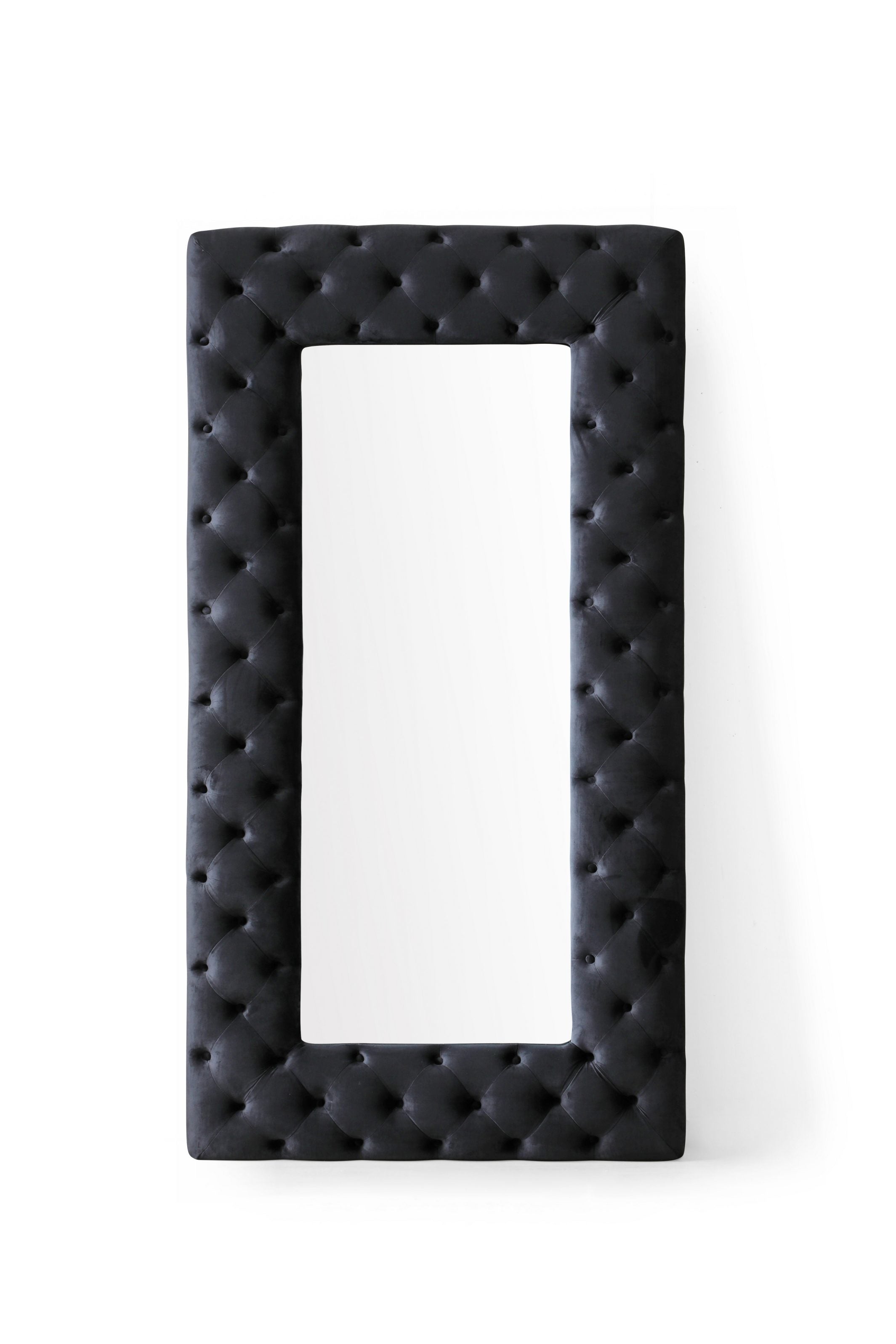 Legend - Transitional Black Velvet Floor Mirror