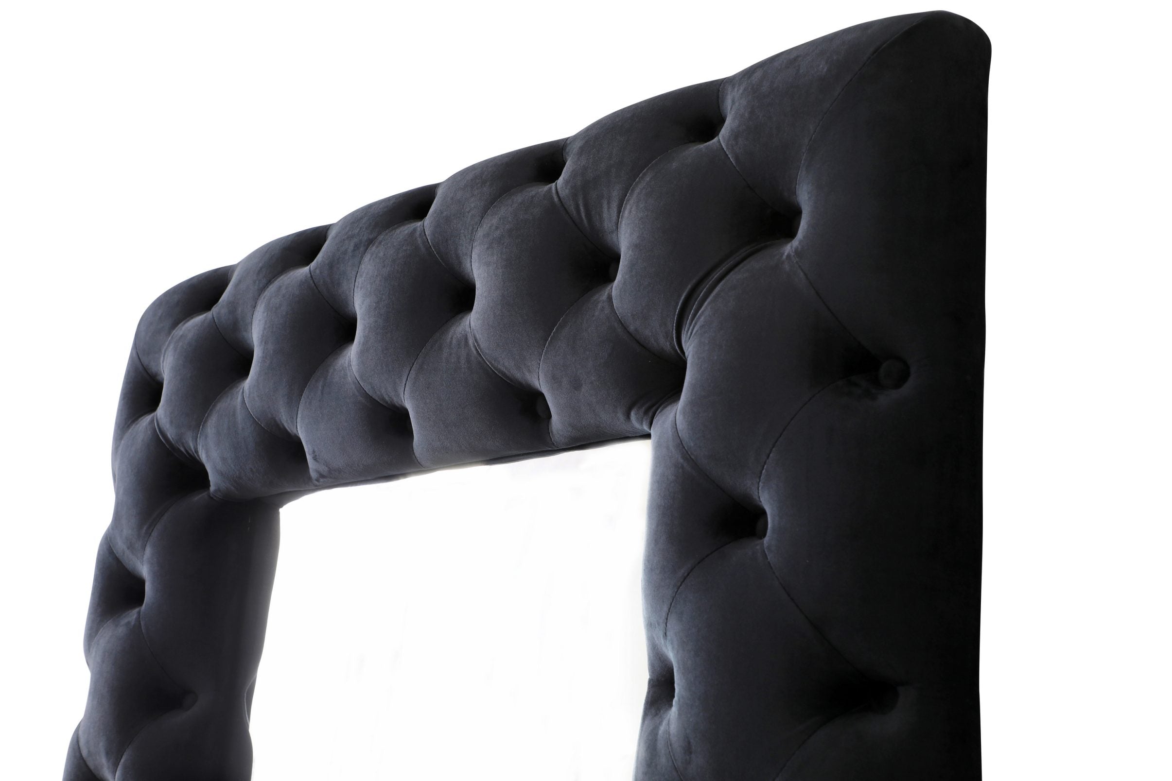 Legend - Transitional Black Velvet Floor Mirror