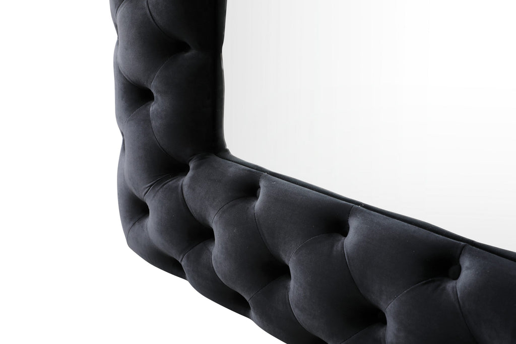 Legend - Transitional Black Velvet Floor Mirror