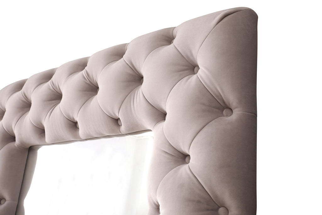 Legend - Transitional Grey Velvet Floor Mirror
