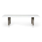 Lenny - Modern White High Gloss & Stainless Steel Gun Metal Dining Table