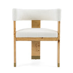 Letha - Modern Cream Fabric + Burl Dining Chair