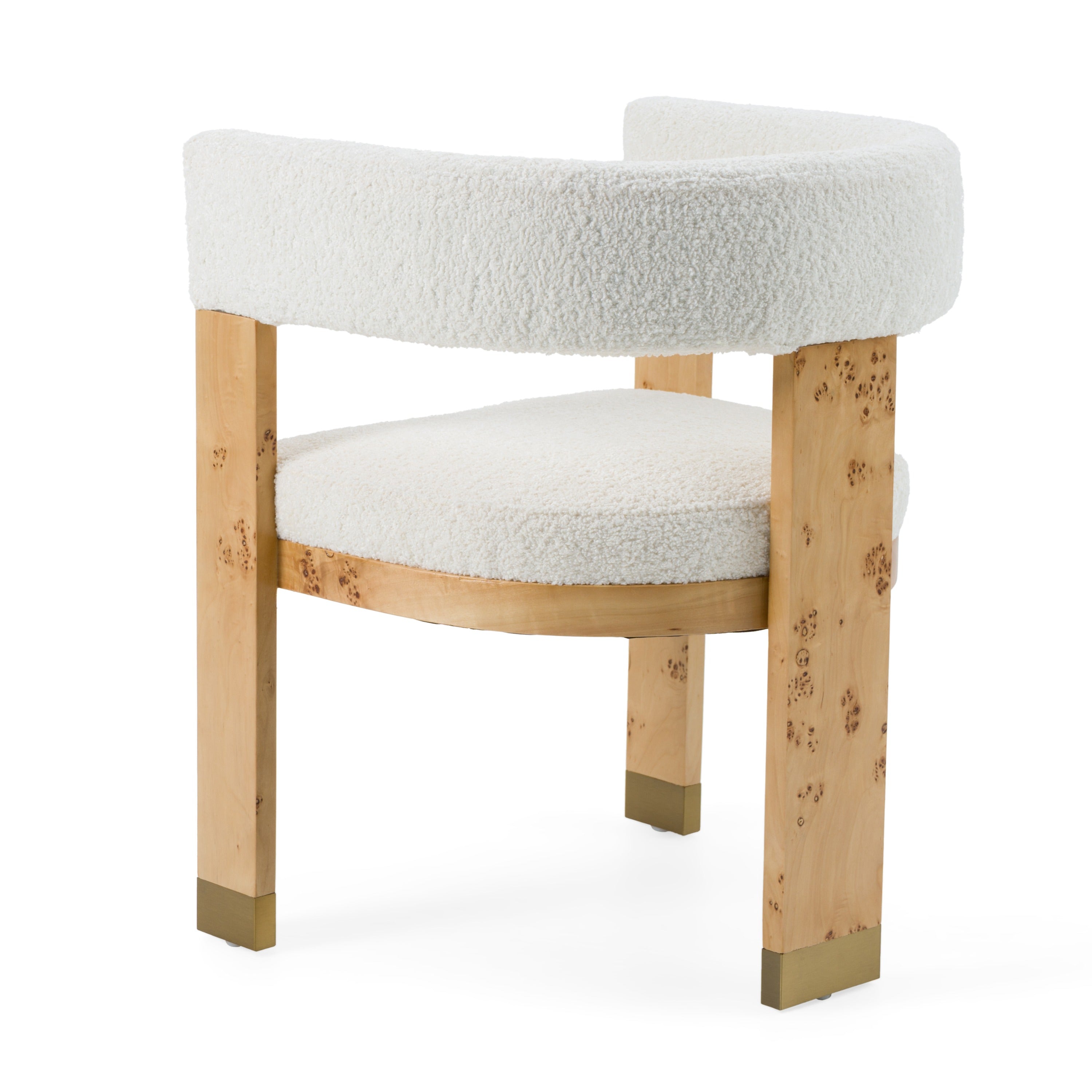 Letha - Modern Cream Fabric + Burl Dining Chair
