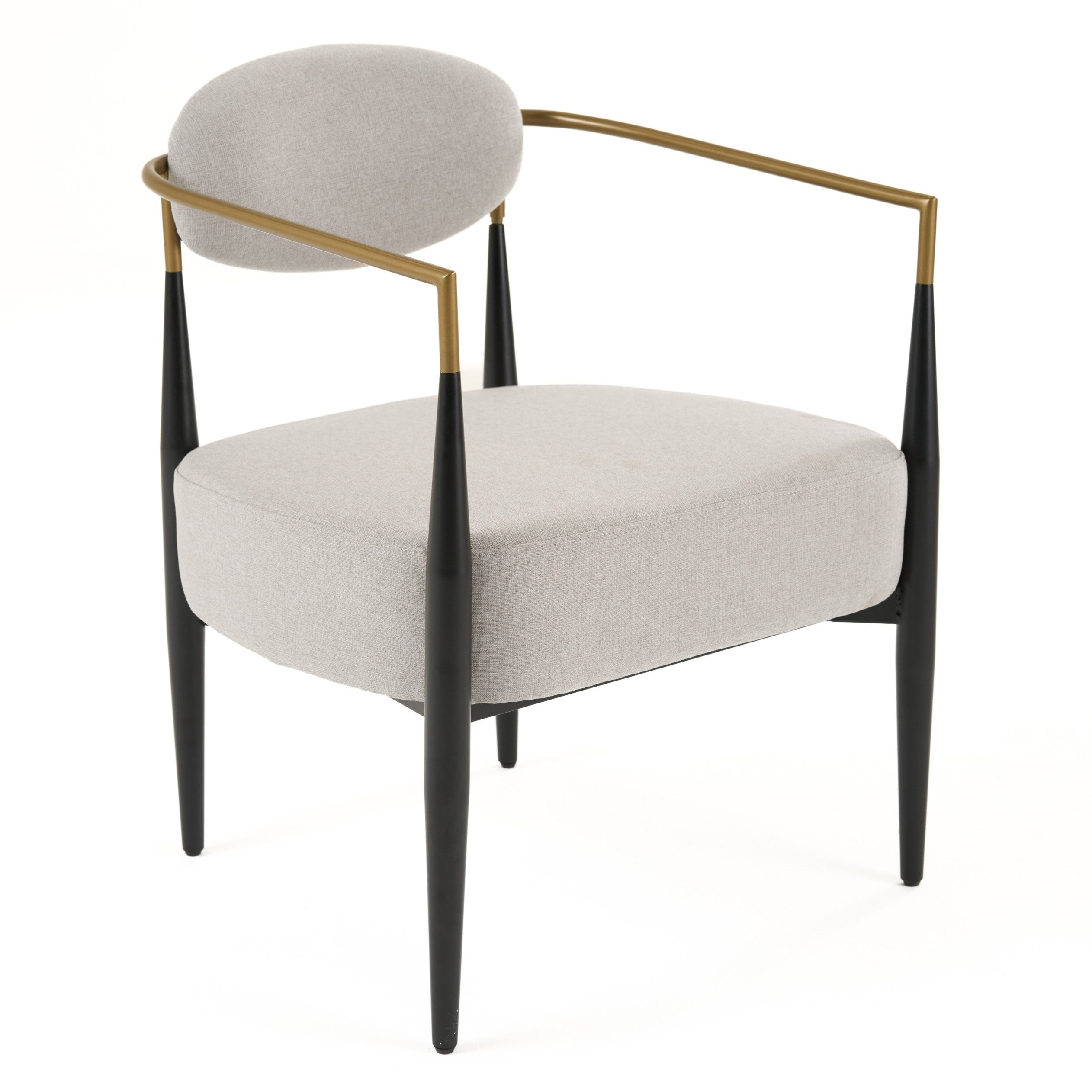 Liberty - Modern Light Grey Fabric + Black & Gold Accent Chair