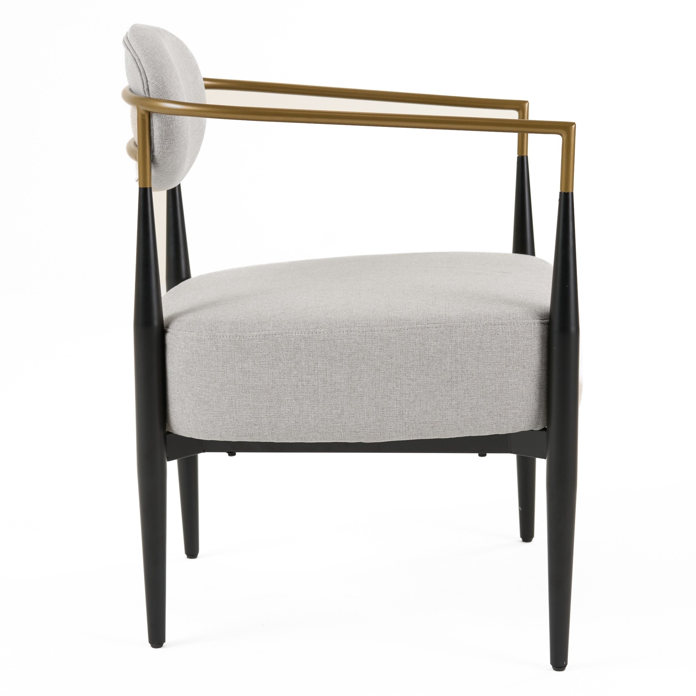 Liberty - Modern Light Grey Fabric + Black & Gold Accent Chair