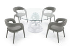 Lilly - Modern 12mm Round Glass + White Dining Table