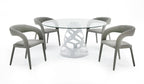 Lilly - Modern 12mm Round Glass + White Dining Table