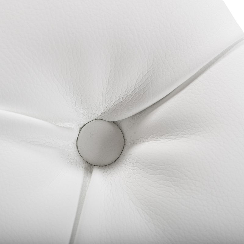 Lindsey Modern White Leatherette & Stainless Steel Bench