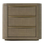 Lois - Modern Beige Shagreen + Brass Nightstand