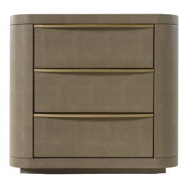Lois - Modern Beige Shagreen + Brass Nightstand