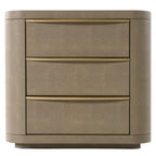 Lois - Modern Beige Shagreen + Brass Nightstand