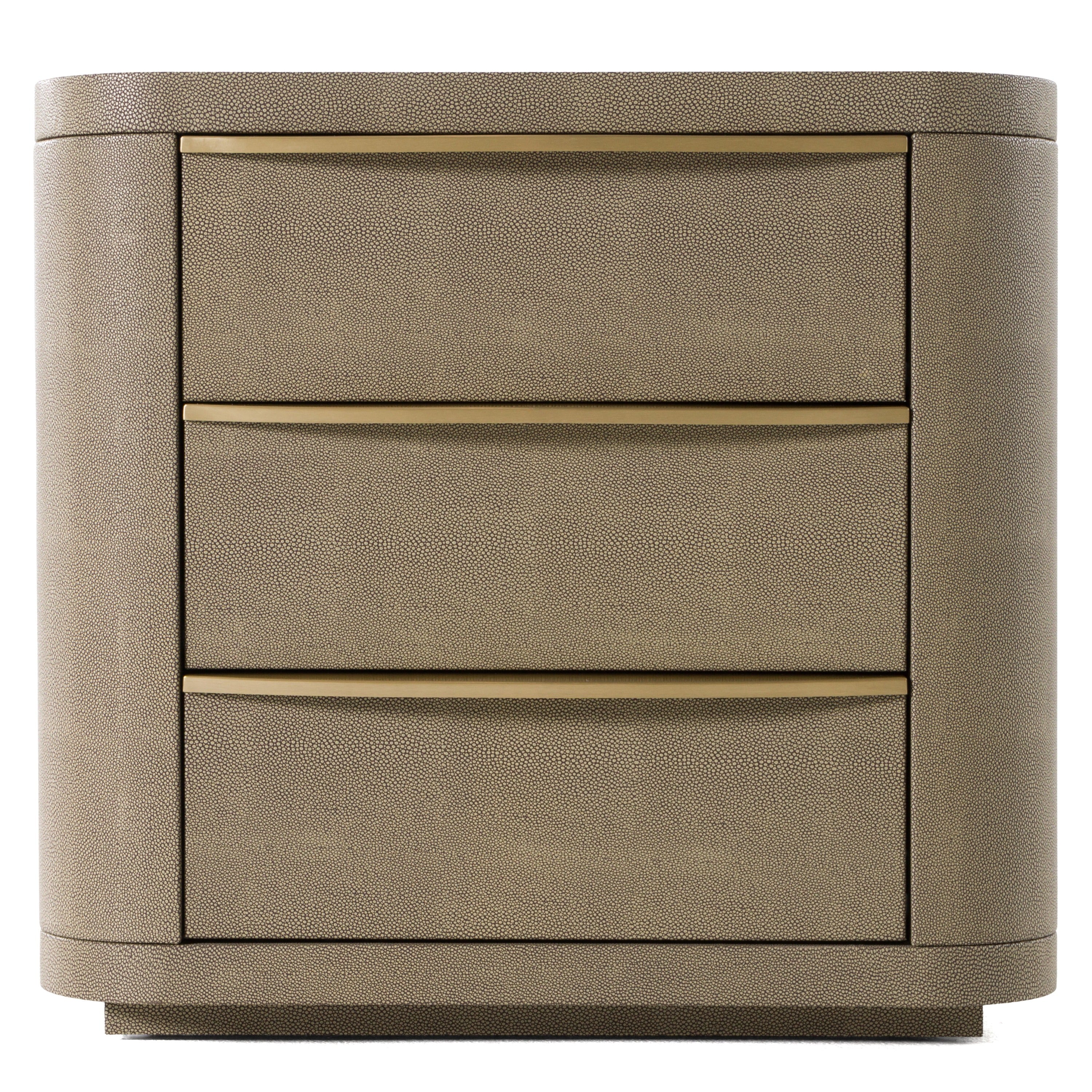 Lois - Modern Beige Shagreen + Brass Nightstand