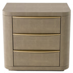 Lois - Modern Beige Shagreen + Brass Nightstand