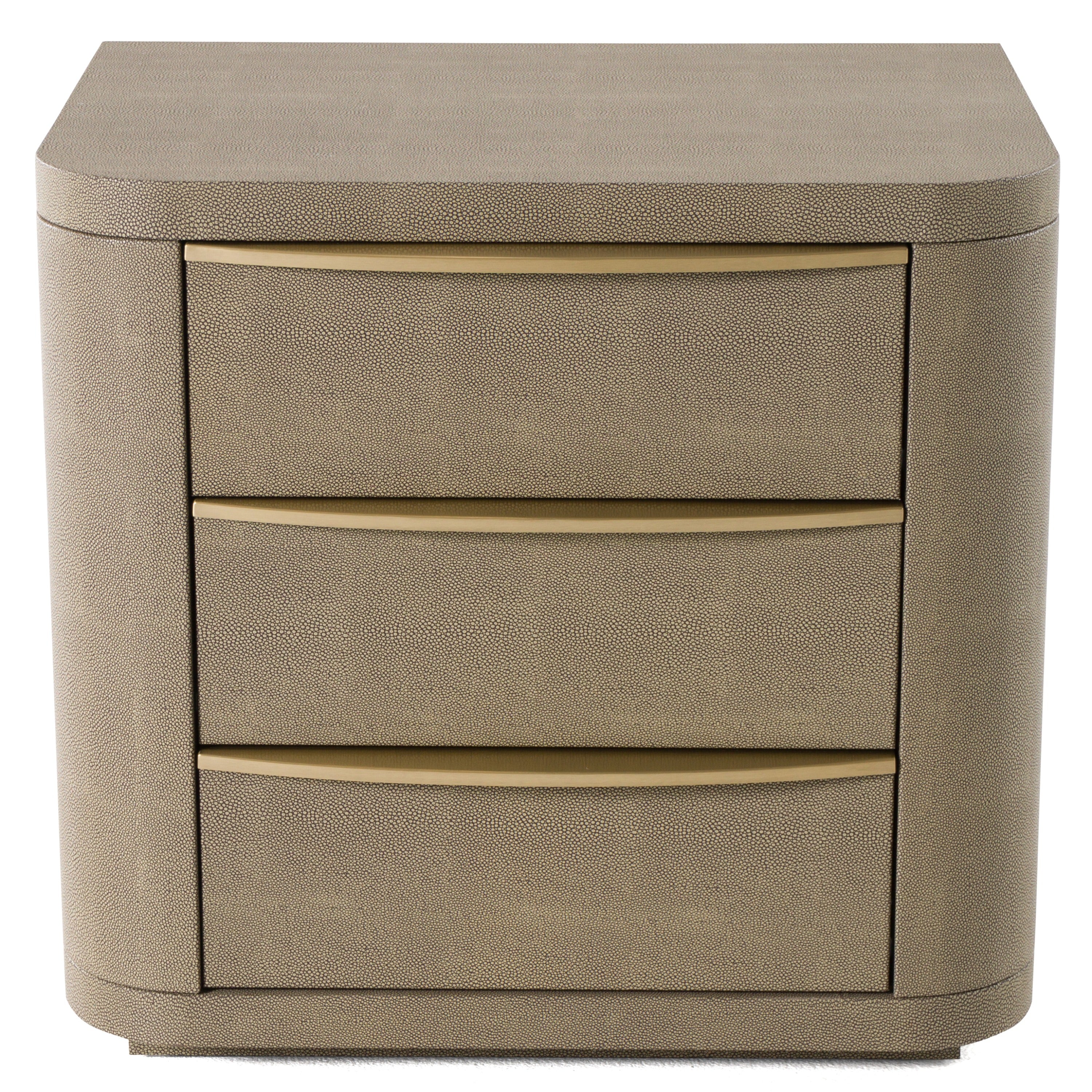 Lois - Modern Beige Shagreen + Brass Nightstand