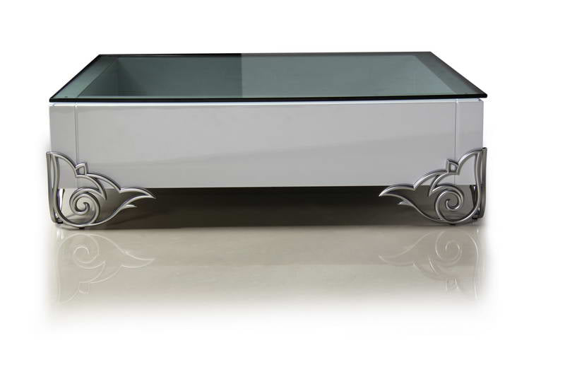LS538 Emma Modern White Coffee Table with Glass Top