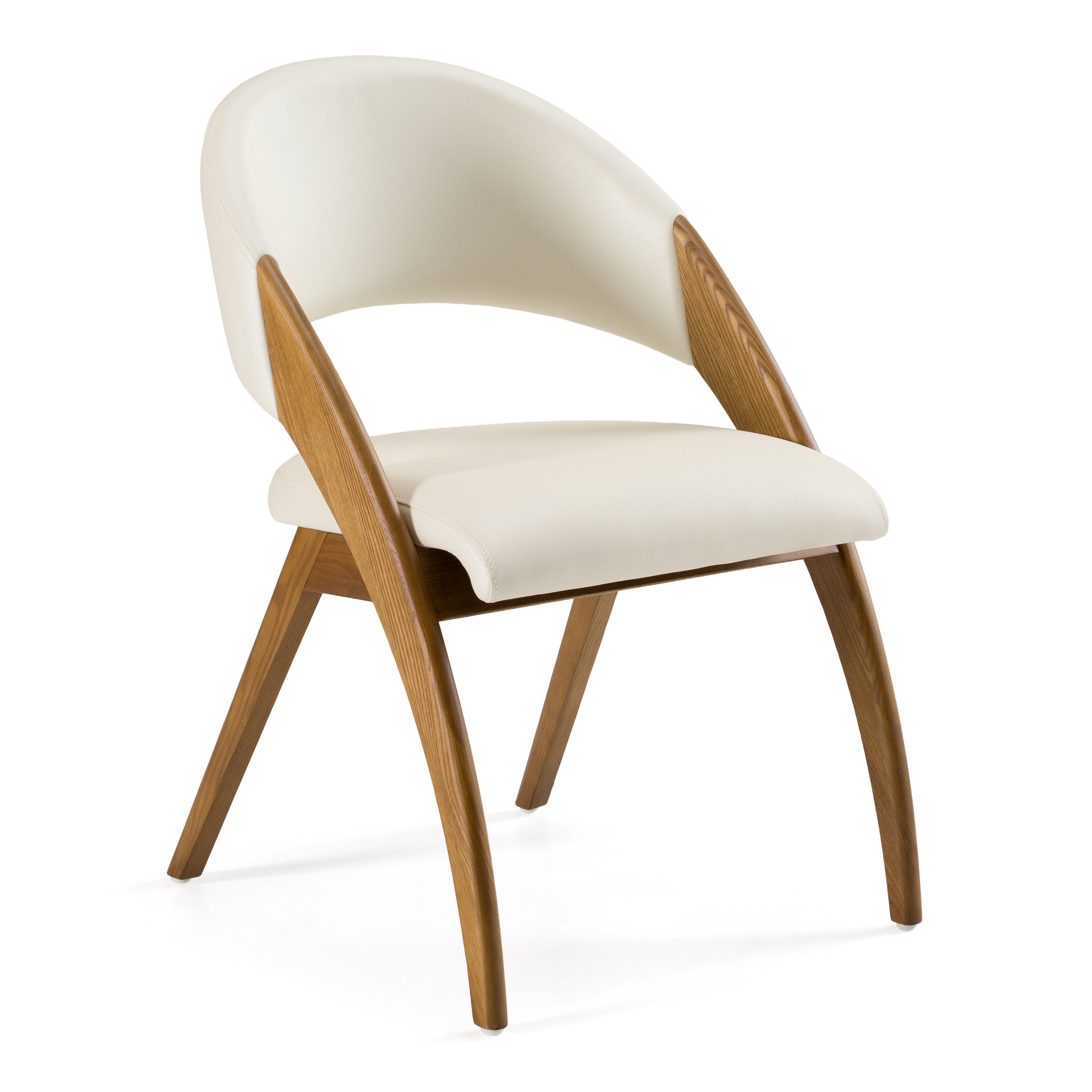 Lucas Mid-Century Cream & Walnut Dining Chair