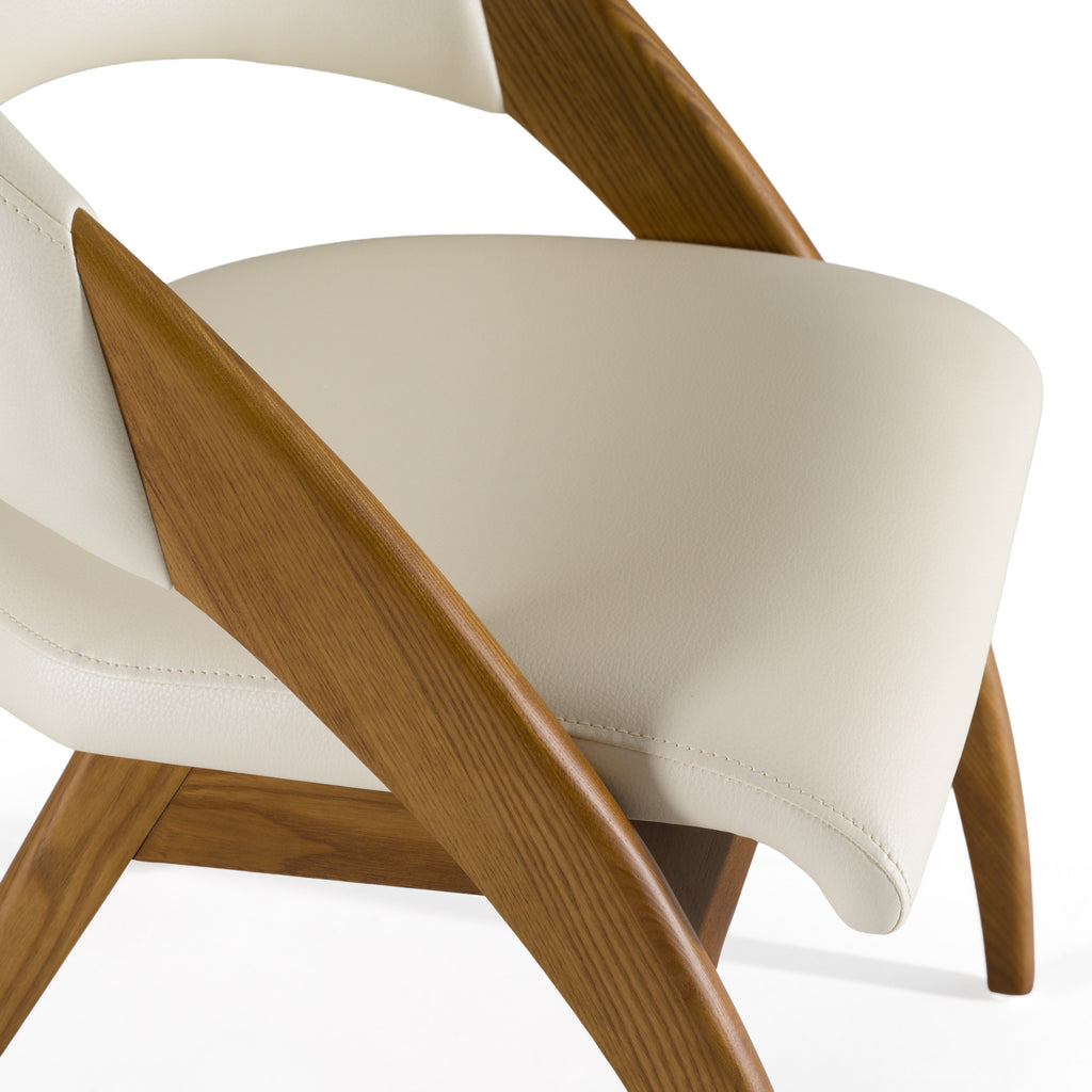 Lucas Mid-Century Cream & Walnut Dining Chair