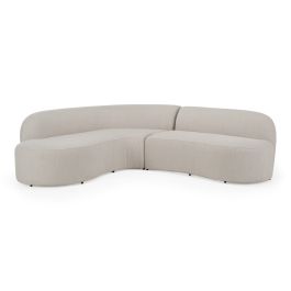 Lucena - Outdoor Oyster Olefin Fabric Curved Sectional Sofa