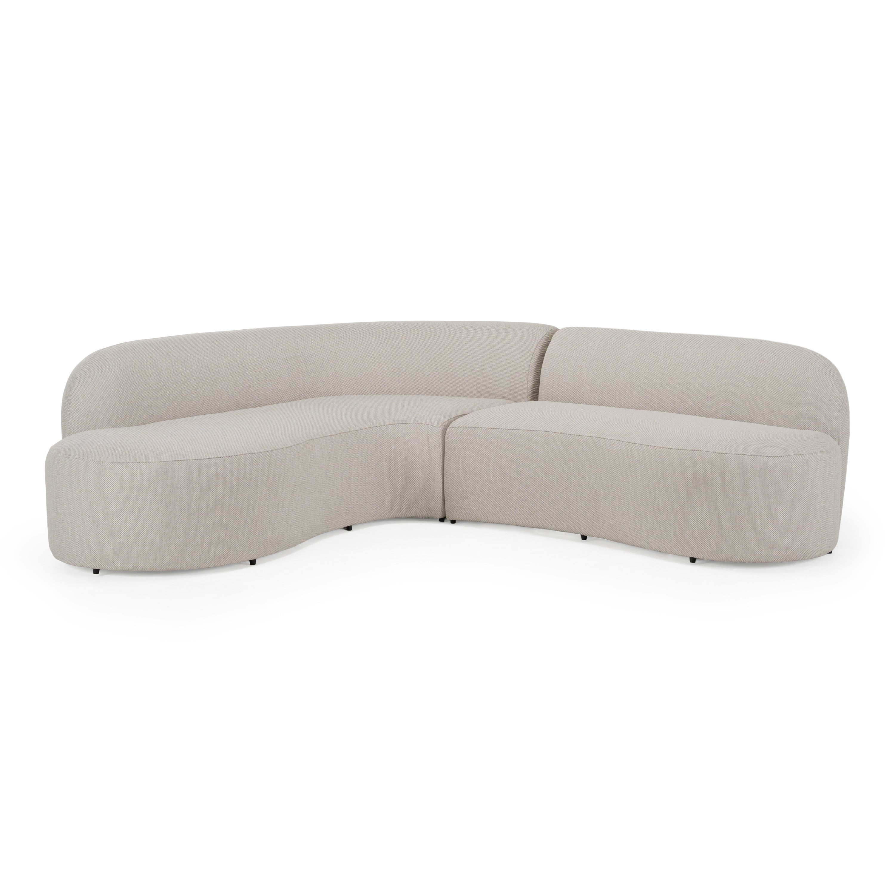 Lucena - Outdoor Oyster Olefin Fabric Curved Sectional Sofa