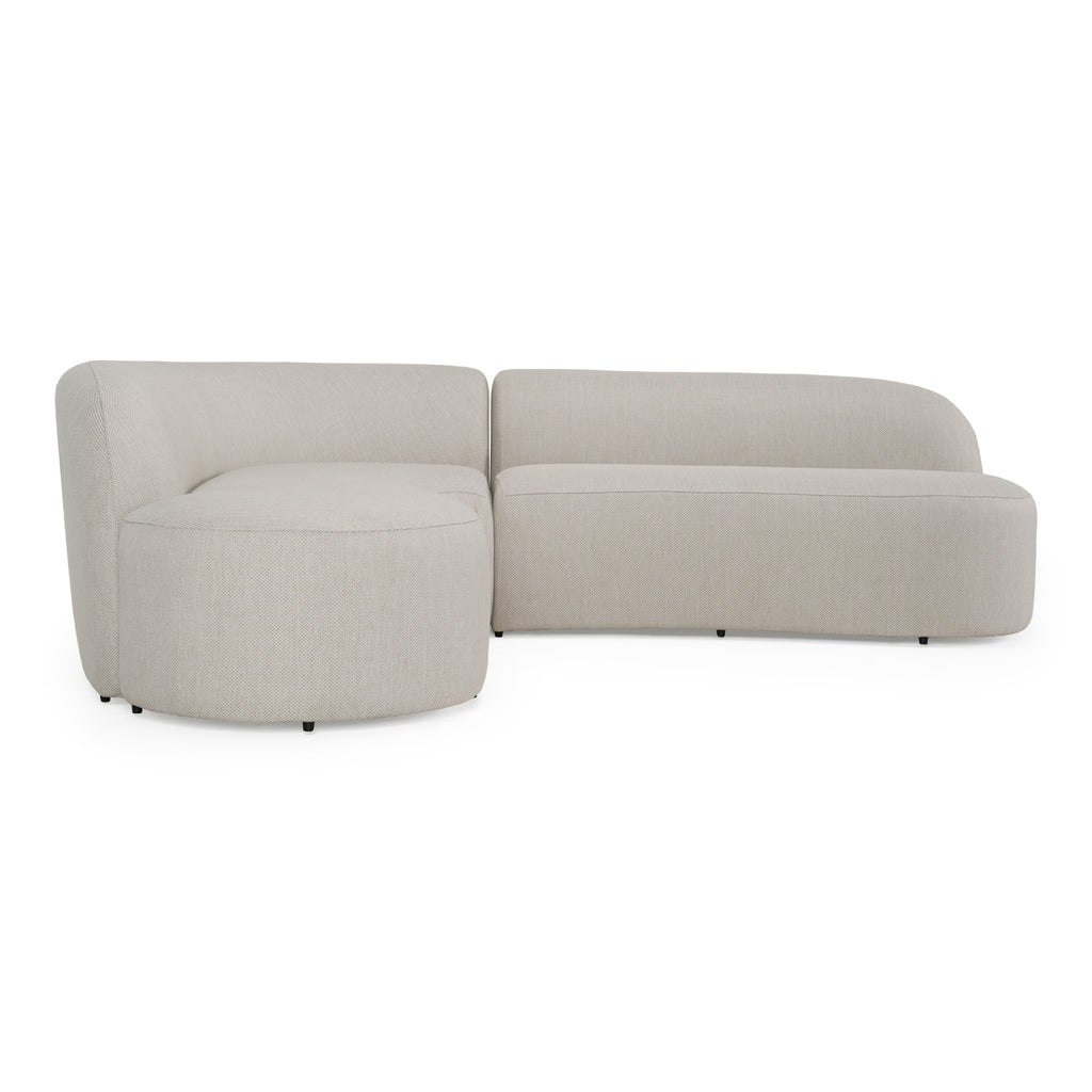 Lucena - Outdoor Oyster Olefin Fabric Curved Sectional Sofa