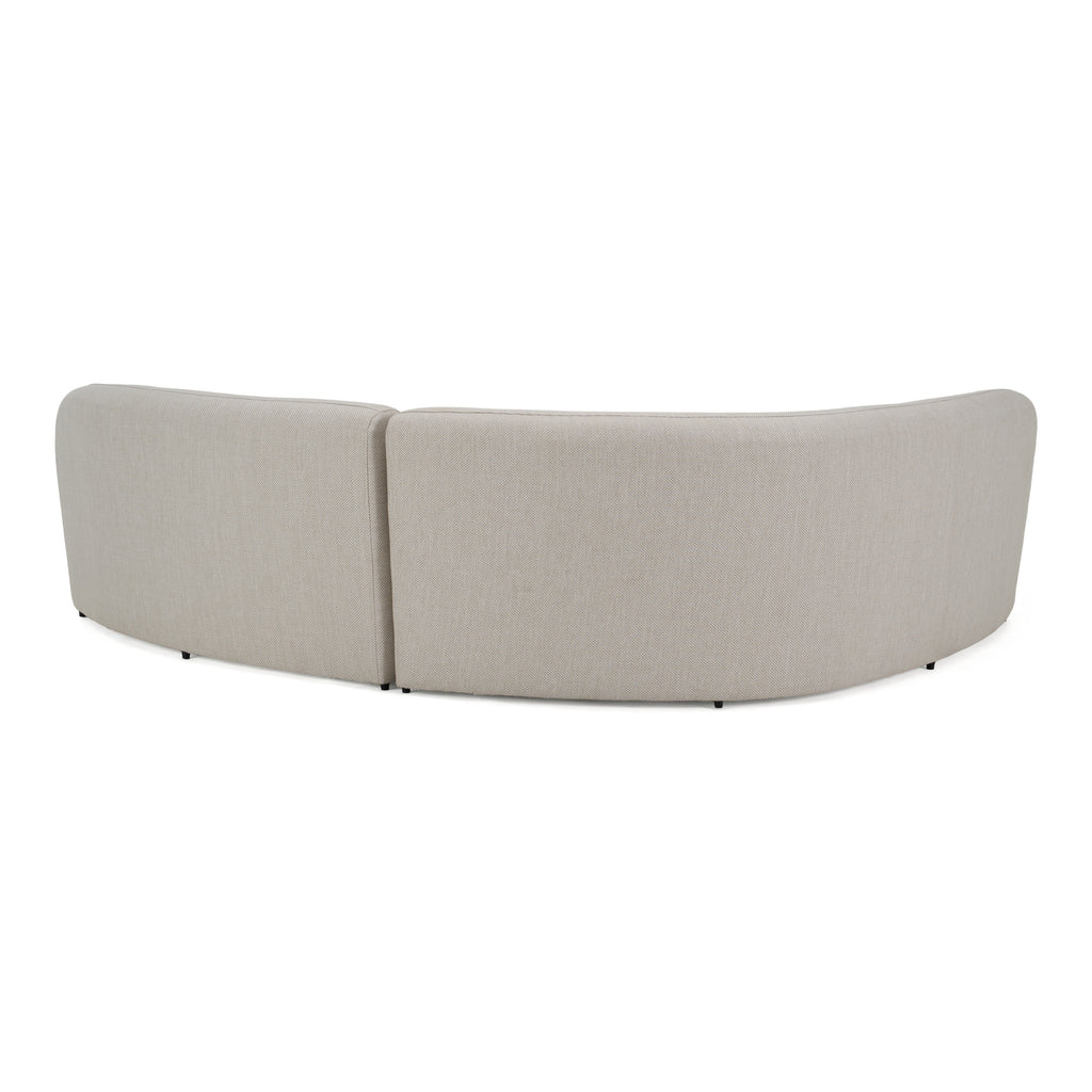 Lucena - Outdoor Oyster Olefin Fabric Curved Sectional Sofa