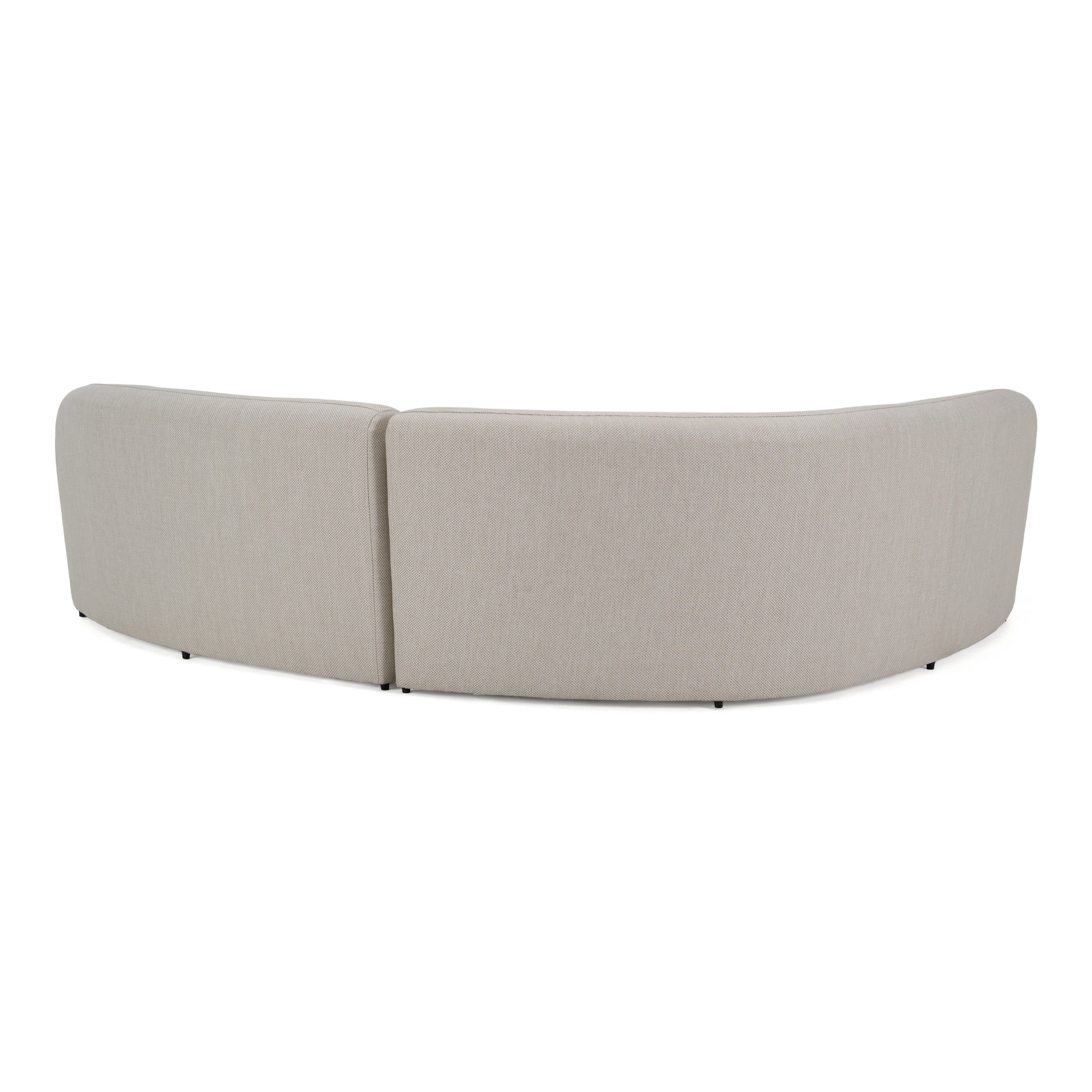 Lucena - Outdoor Oyster Olefin Fabric Curved Sectional Sofa