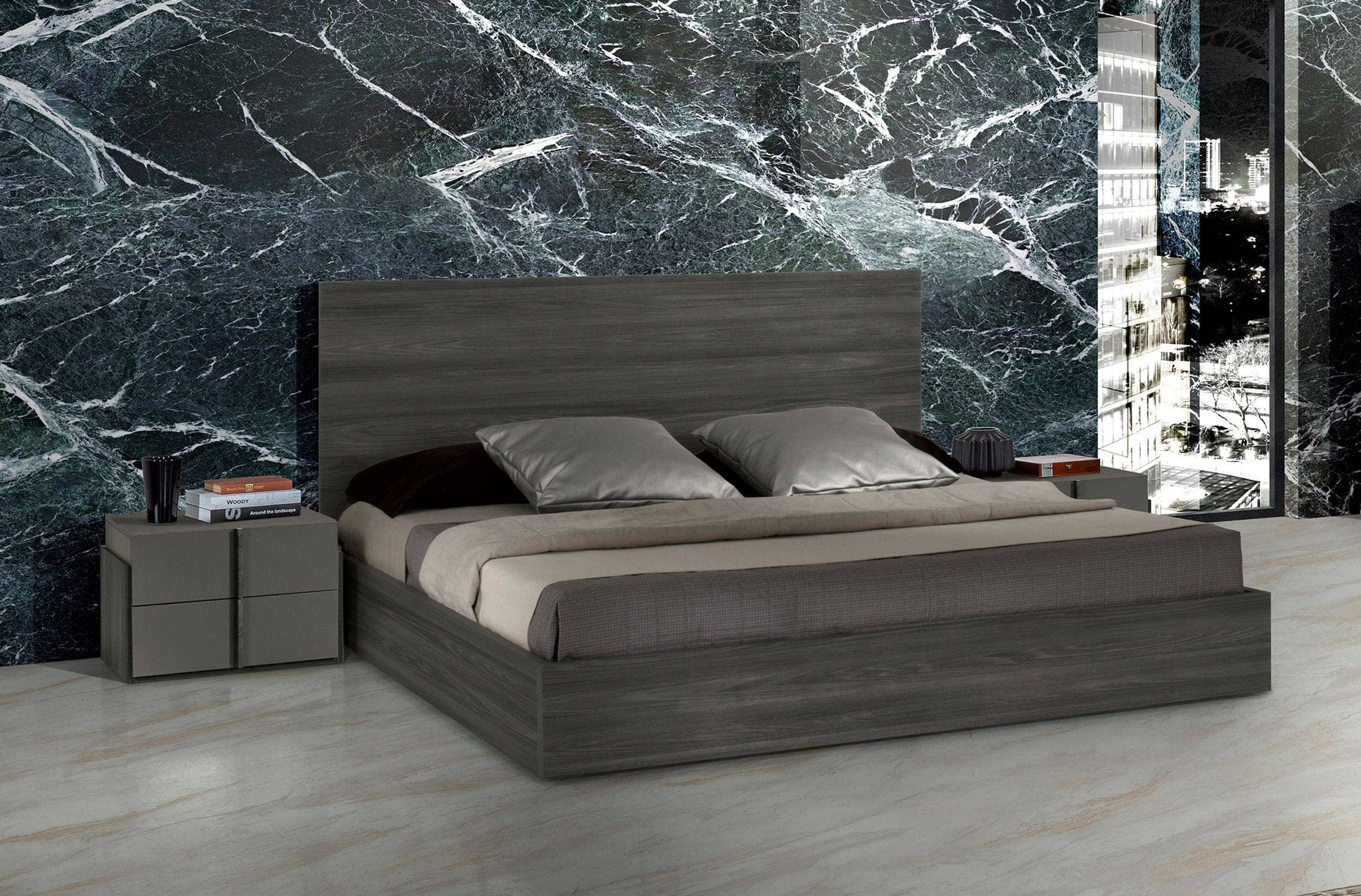 Lucia - Italian Modern Matte Grey / Elm Grey Bed - Italian Modern Matte Grey / Elm Grey Bed