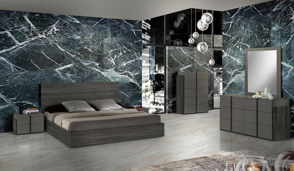 Lucia - Italian Modern Matte Grey / Elm Grey Bed - Italian Modern Matte Grey / Elm Grey Bed