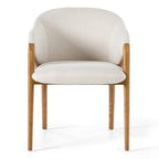Lunde Cream Fabric and Walnut Arm Dining Chair